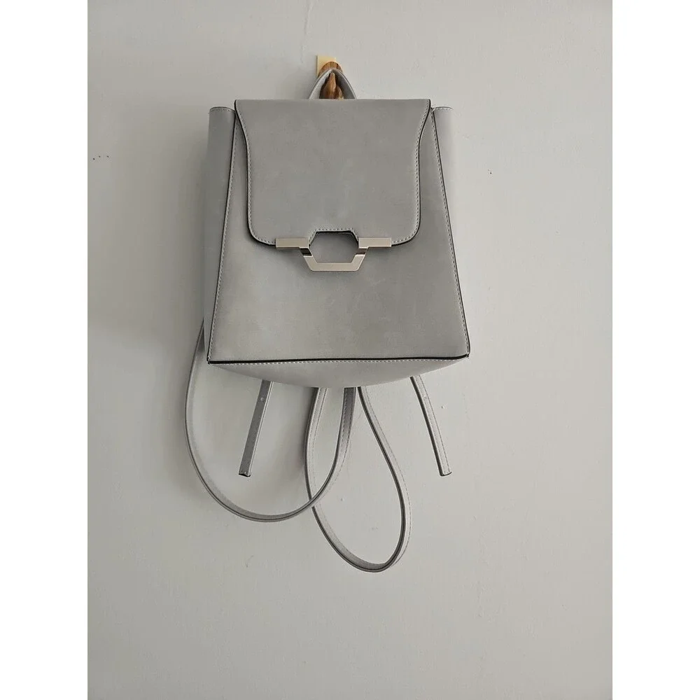 Mossimo Backpack Womens  Gray Faux Leathe  With Adjustable Straps Magnetic Flap